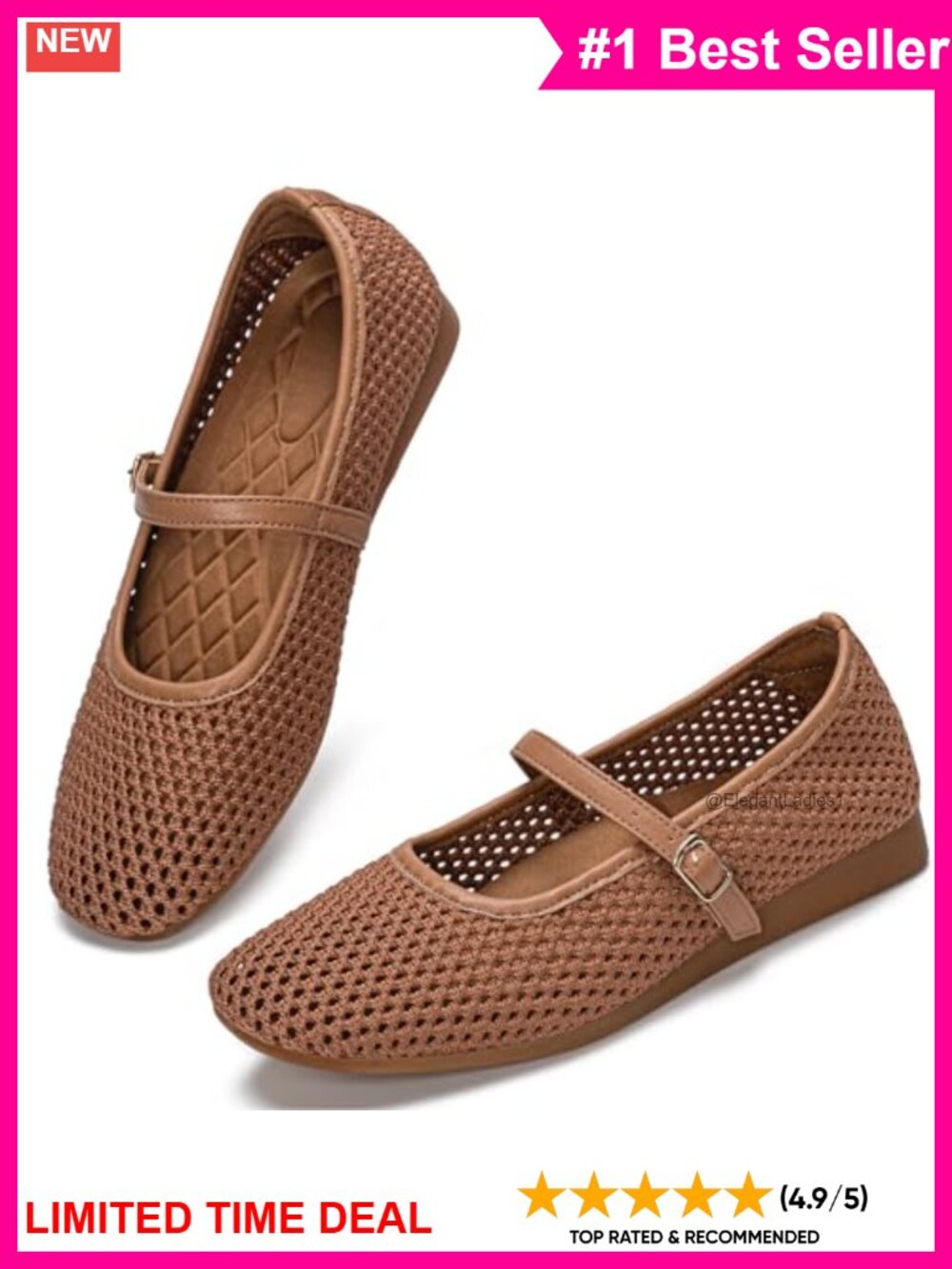 Square Toe Mesh Mary Jane Flats Breathable Memory Foam Comfort Shoes